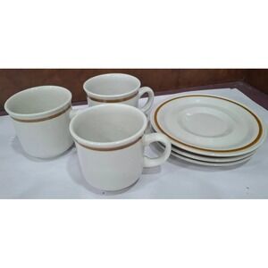 Mountain Wood Japanese Stoneware Cups & Saucers-3 sets